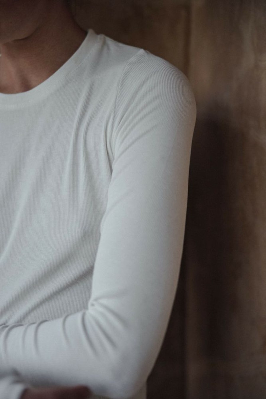 Tops muuv | Longsleeve Light Rib Eggshell