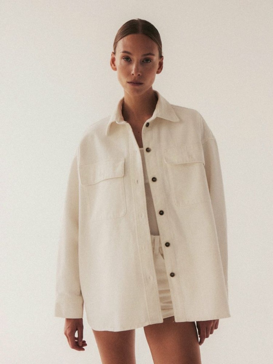 Jackets muuv | Kurtka Koszulowa Oversize Shay Off-White